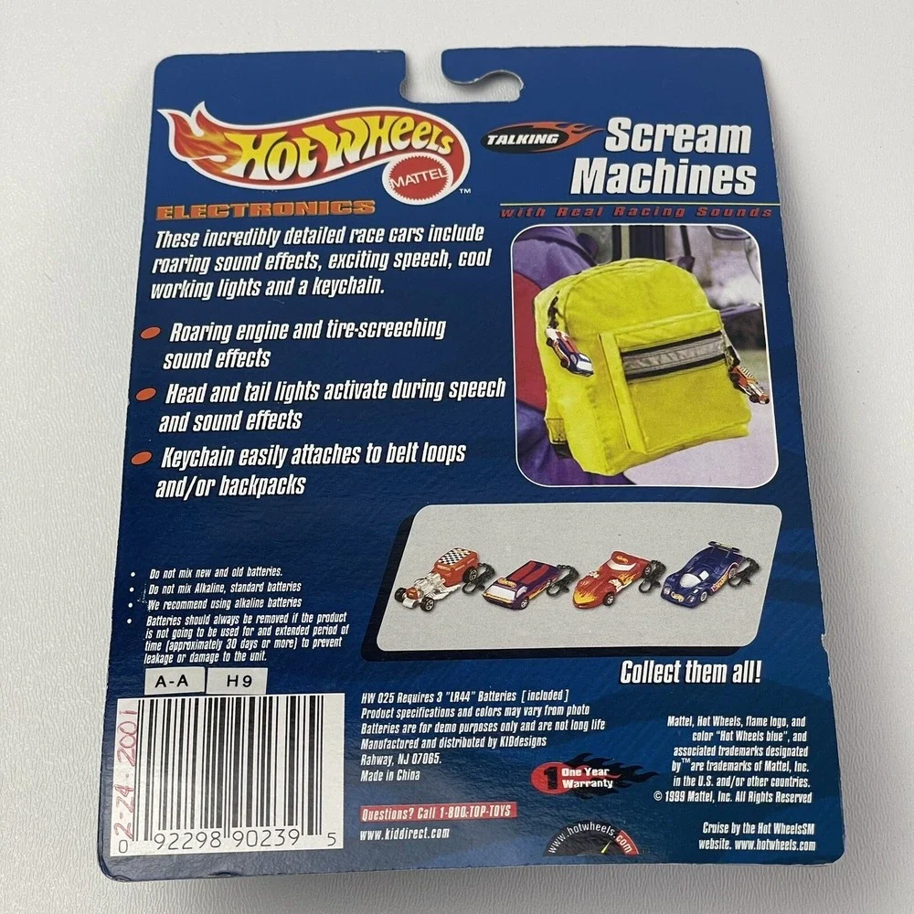 1999 Hot Wheels Keychain Talking Scream Machines Way 2 Fast Red Hot Rod